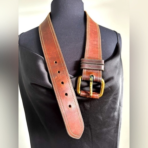 Joan & David Belt Rustic Cowgirl Durable Brown Brass Tone hardware Small 26-28 - Picture 1 of 13